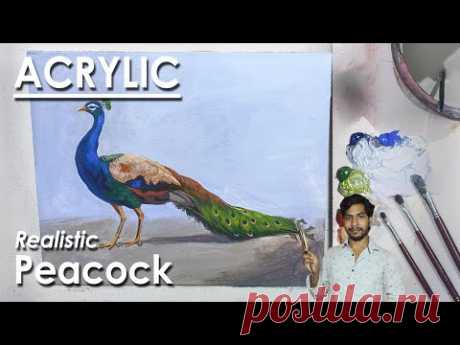 How to Paint Realistic Peacock in Acrylic | Acrylic Bird Painting | step by step | Supriyo