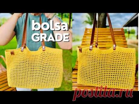 BOLSA GRADE - BOLSA DE CROCHÊ COM FUNDO ESTRUTURADO, LINDA, FÁCIL E GOSTOSA DE FAZER VOCÊ VAI AMAR!