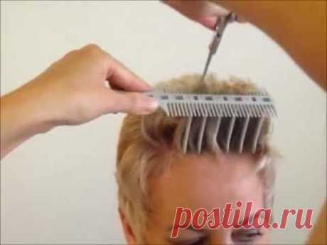 How to Cut Women's Short Hair  Layer Haircut - CombPal Scissor Over Comb Hair-Cutting tool video 6