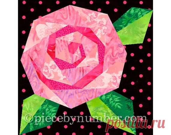 Rosie's Rose quilt block rose quilt от PieceByNumberQuilts на Etsy