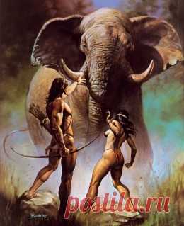 BORIS VALLEJO - art for Tarzan and the Castaways by Edgar Rice Burroughs - 1976 Ballantine paperback