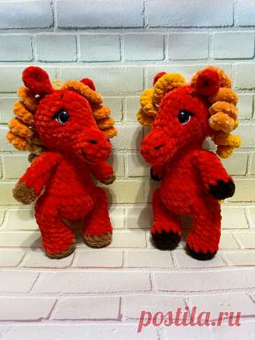 PDF Плюшевая Лошадка крючком. FREE crochet pattern; Аmigurumi toy patterns. Амигуруми схемы и описания на русском. Вязаные игрушки и поделки своими руками #amimore - плюшевая лошадь, лошадка из плюшевой пряжи, конь.