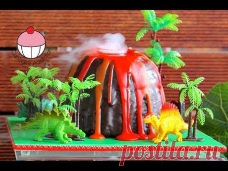 Make a Smoking Volcano Cake - Dinosaur / Hawaiian Party - A Cupcake Addiction How To Tutorial - YouTube