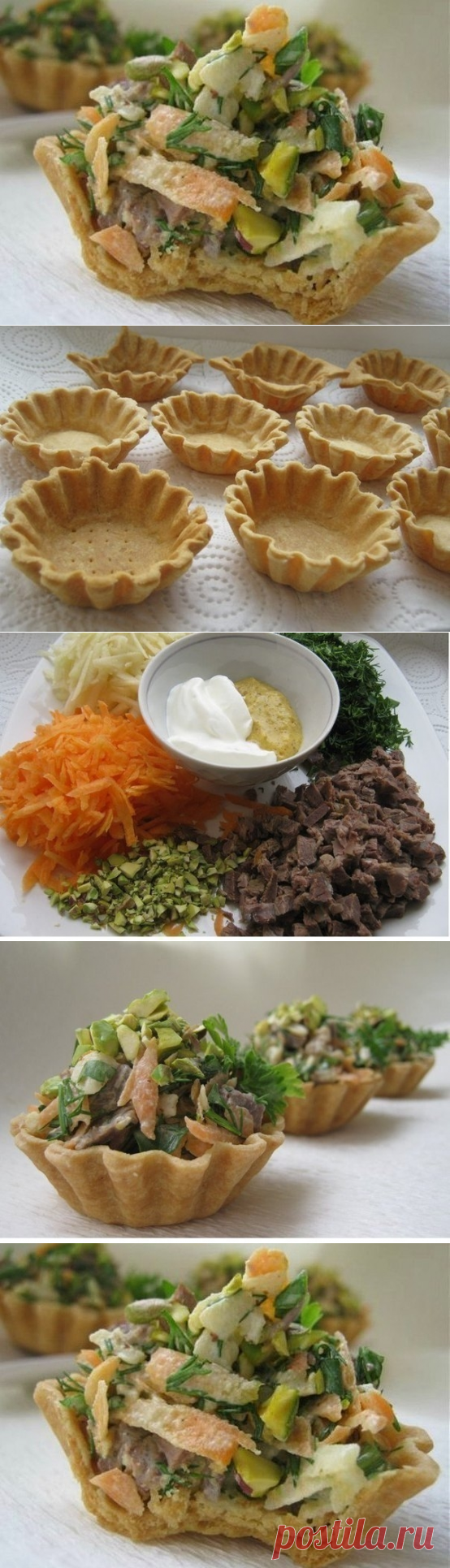 Как приготовить корзиночки с мясным салатом - рецепт, ингридиенты и фотографии
