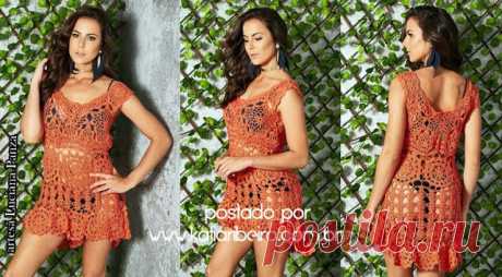 SAÍDA DE PRAIA EM CROCHÊ LARANJA - Katia Ribeiro Crochê Moda e Decoração