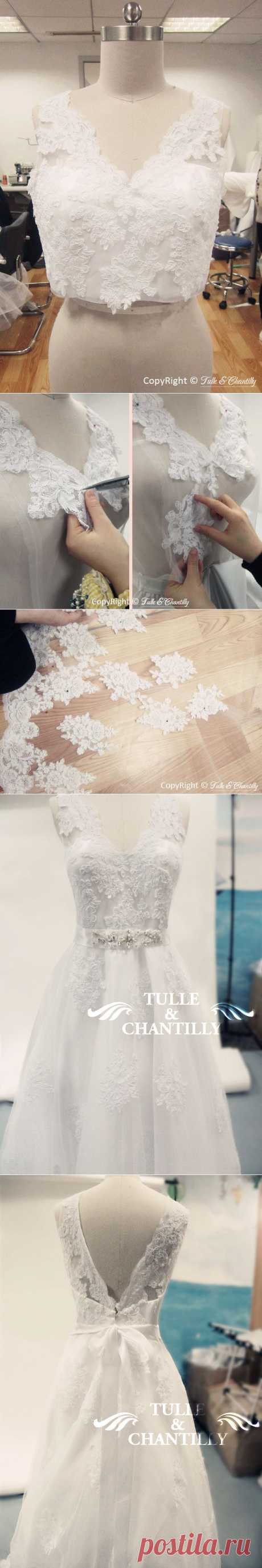 {Process Show Time} Vintage Lace Wedding Dress With Pretty Beaded Sash | TulleandChantilly.com