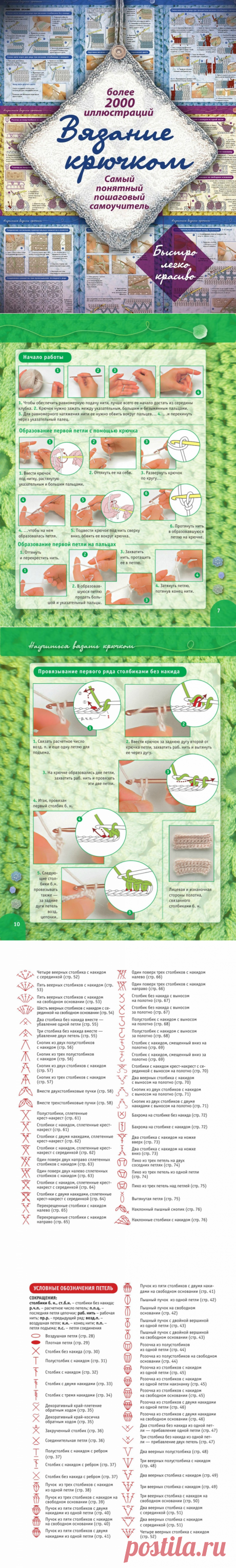 Вязание крючком. Пошаговый самоучитель. Более 2000 иллюстраций.