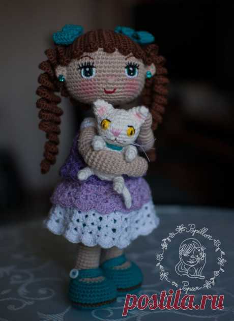 Вязаная кукла с котенком крючком | Hi amigurumi