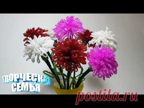 Цветы из бисера  "Гвоздика - 1" Бисероплетение подробный МК✔️Beaded flowers, Carnation