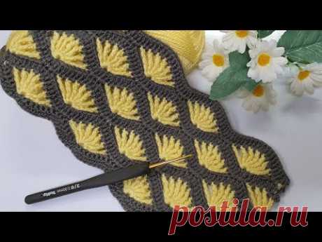 Harika 💯 İki renkli tığ işi örgü battaniye modeli 👍Crochet knitting patterns