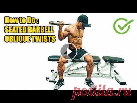 HOW TO DO SEATED BARBELL OBLIQUE TWISTS - 408 CALORIES PER HOUR ( Body weight of 150 lbs ). Register and press the bell button to watch the new video:...