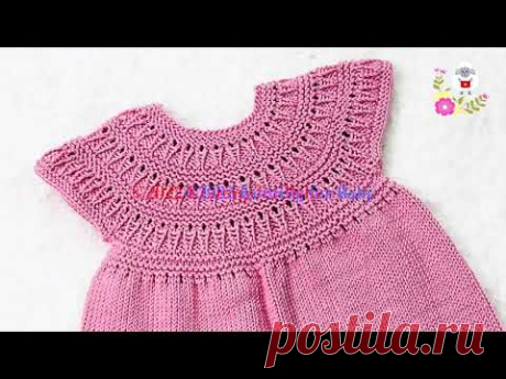 LETS KNIT THIS BEAUTIFUL BABY LUCY  DRESS easy knit pattern by KNITTING FOR BABY various sizes
