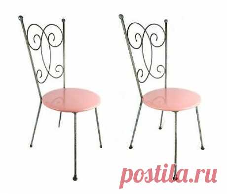 Vintage Mid C Modern Gallo Iron Works Wrought Iron Pink Bistro Chairs - Set of 2  | eBay The seat is 17.25" high.