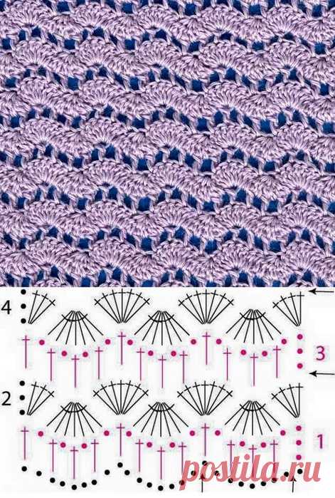Образец вязания крючком ажурных узоров