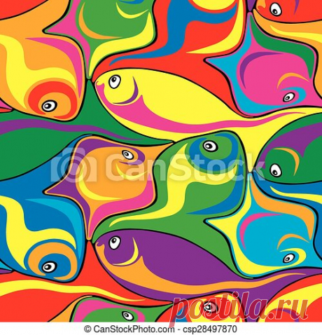 Fish tessellation. Cartoon fish seamless background pattern.