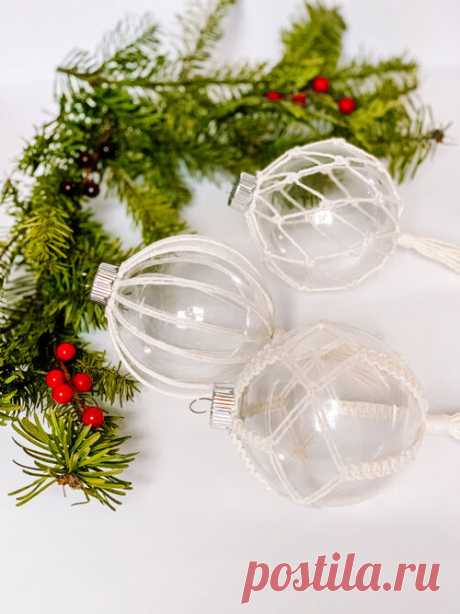 3 DIY Macrame Christmas Ball Ornaments