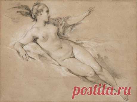 Франсуа Буше (François Boucher, 1703-1770). Reclining Nude with Outstretched Arm. / Удивительное искусство