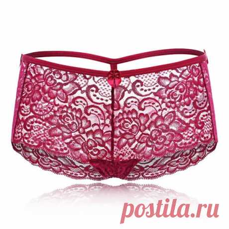 Women Sexy Hollow Out Lace Cotton Crotch See Through Perspective Panties - US$5.60