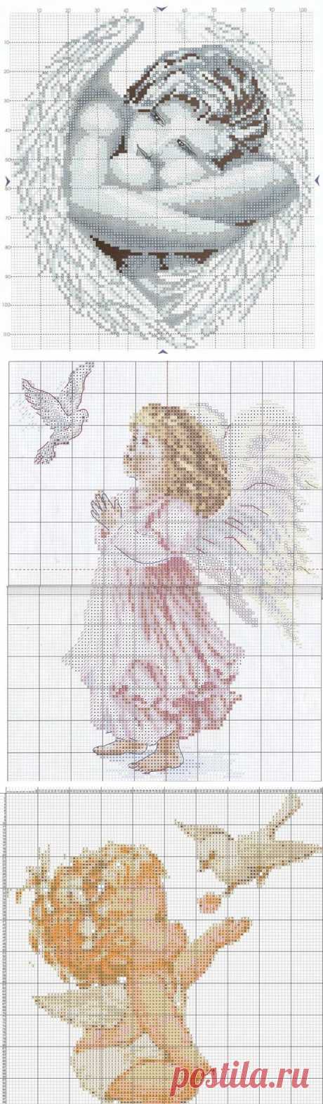Ангелочки - 19 схем для вышивки крестом.