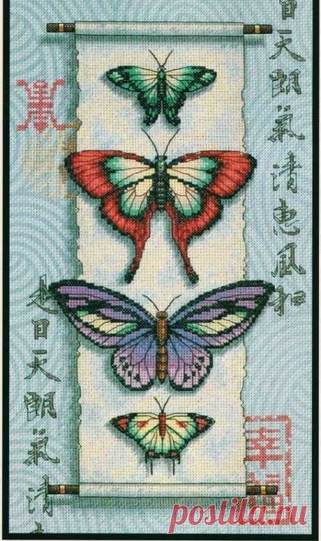 (+1) Butterfly Scroll (Вышивка крестиком)