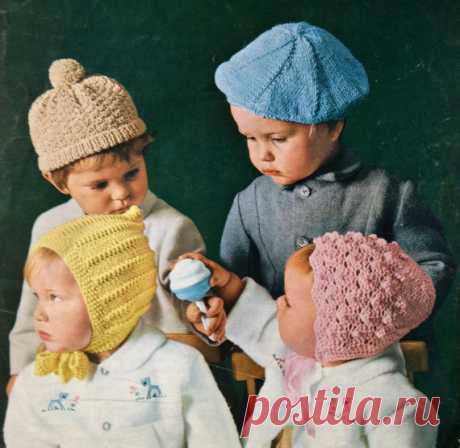 vintage knitting pattern PDF toddler hats for boys and girls pixie bonnet beret bonnet pompom hat This item is a PDF file of the knitting pattern for these gorgeous hats.  The pattern will be available for download upon receipt of payment, for you to print out or read from your computer.  The hats use dk yarn, and are given in one size, to fit toddlers.  So cute