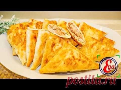 Вкусные и быстрые пирожки из лаваша с мясом и рисом