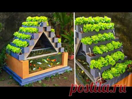 Organic vegetables idea! DIY aquaponics from ceramic tiles and cement