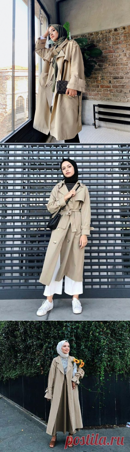 Spring Hijab Outfit Ideas With Trench Coat - Hijab-style.com