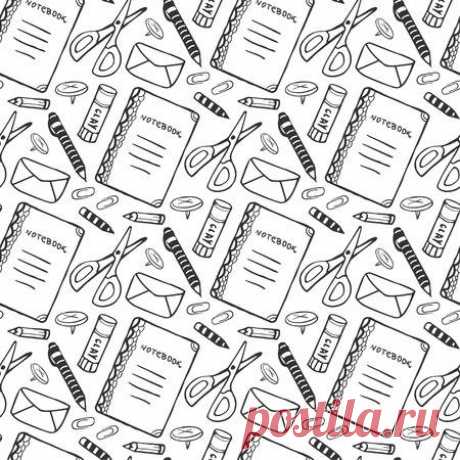 Hand drawn seamless pattern with school stationery tools. Vector black and white background in doodle style. School tools texture 123RF - Миллионы стоковых фото, векторов, видео и музыки для Ваших проектов.