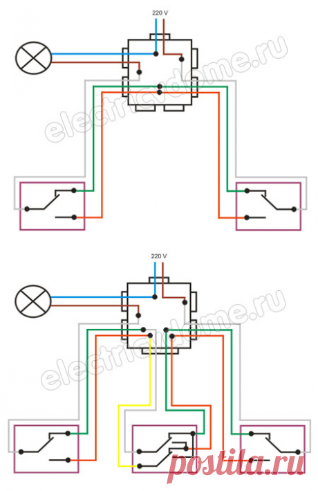 Проходной выключатель схема подключения – фото инструкция. Как подключить проходной выключатель