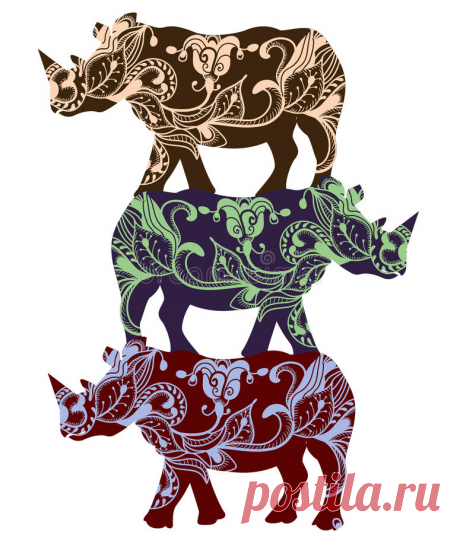 Ethnic rhino stock vector. Illustration of animals, abstract - 16296012 Illustration about Rhinoceros in ethnic style with a white background. Illustration of animals, abstract, performance - 16296012