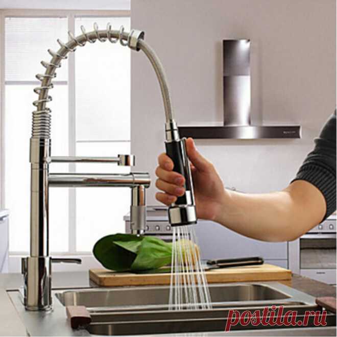 Uythner Moderna de Latón Macizo Pulido Chrome Primavera Grifo de la Cocina Grifo Mezclador Grifo Sola Manija Agujero en Grifos de la cocina de Mejoras para el hogar en AliExpress.com | Alibaba Group