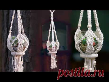 DIY Macramé Plant Hanger NEW Design with Ring and Beads