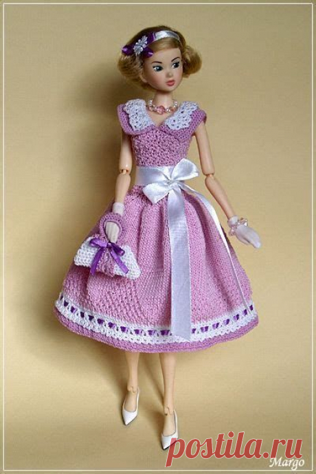 Crocheted Pink Dress Fits Barbie | Roupas De Crochê Para