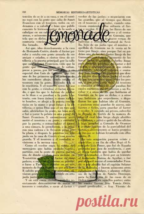 Lemonade Art Print Kitchen Wall Decor Book Art Juice Poster