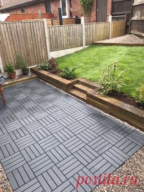 Ikea runnen decking tiles used to create a new garden | Garden tiles, Backyard patio, Patio flooring
