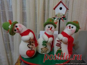Снеговики  выкройкой
#текстильные_игрушки #снеговик #новогодние_игрушки