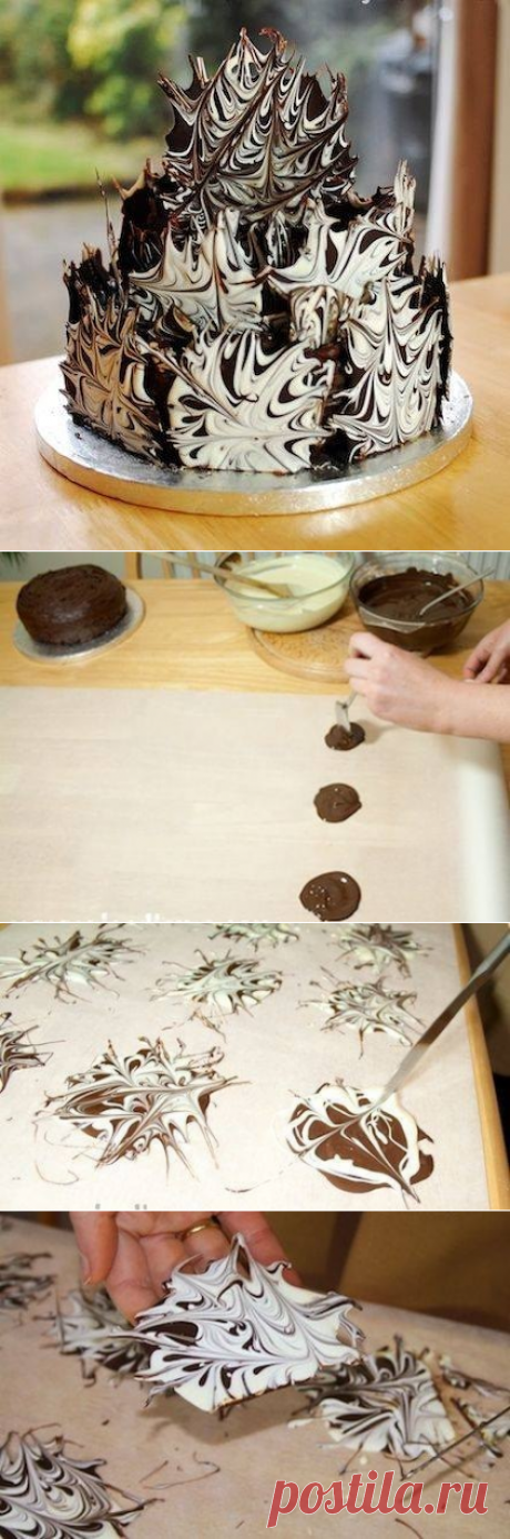 Как легко превратить простой торт в праздничный? Делаем украшение из шоколада.