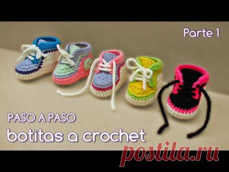 Cómo tejer zapatitos botitas escarpines bebé crochet, ganchillo - VARIOS TALLES (1/2)