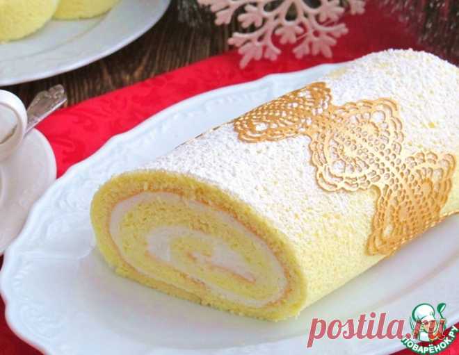 Бисквитный рулет со сметанным кремом кулинарный рецепт