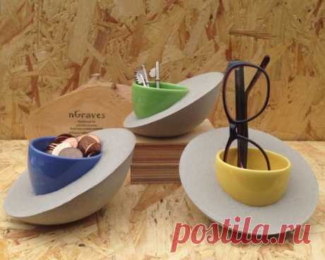 (300) Concrete Bowl - Unique Home Decor - Succulent Planter - Concrete Pot - Concrete Candle Holder - Modern Home Decor with Upcycled Ceramic Bowl