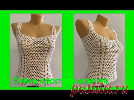 МАЕЧКА простым УЗОРОМ , вязание КРЮЧКОМ , crochet blouse women ( (В № 407)