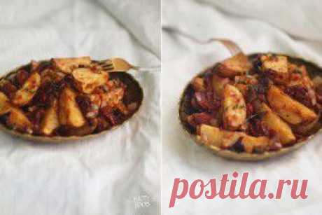 Карамелизированный пряный картофель с вялеными томатами