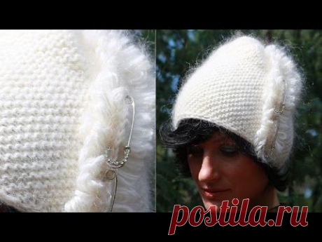 ❤ Вязание спицами от Lana Vi ♥ Как связать шапку по диагонали. Knitted hat. Bonnet tricoté