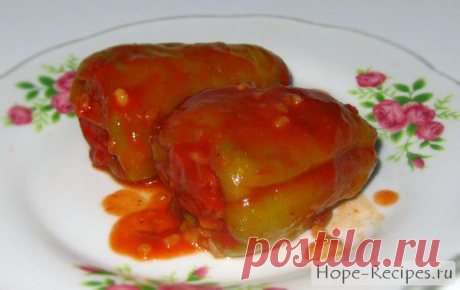 Очень вкусные фаршированные перцы с рисом и грибами в томатном соусе — постный рецепт © Кулинарный блог #Рецепты Надежды