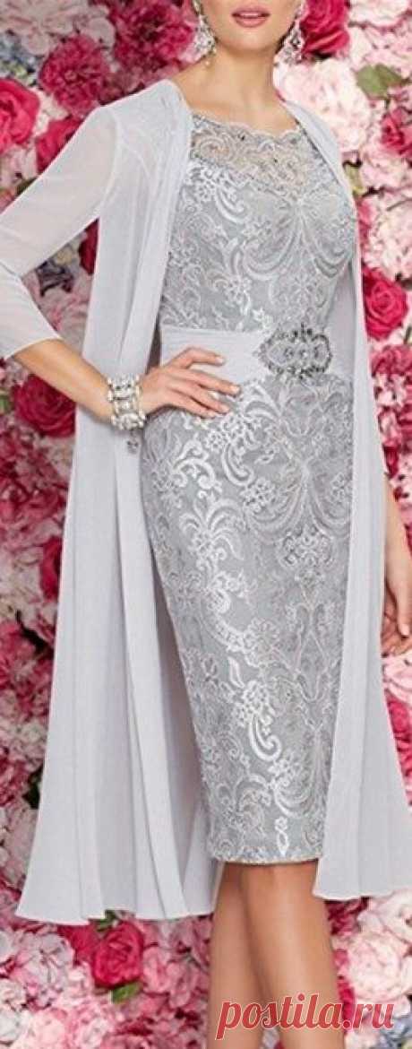 Mother Of The Bride Dresses Tea Length Two Pieces With Jacket GRAY - Cute Mother of the groom dress for the perfect wedding ceremony, be dress like a queen!