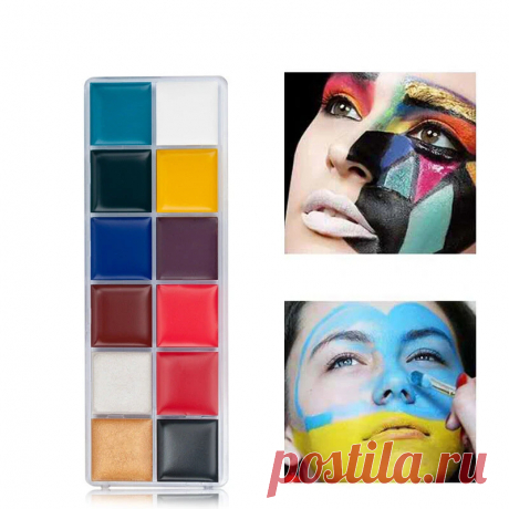12 colors face body paint oil face painting kits professional painting halloween party fancy make up Sale - Banggood.com