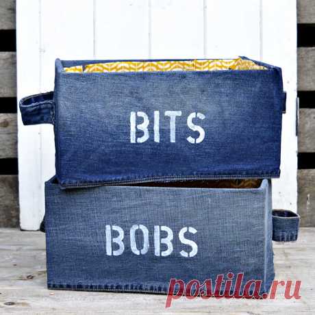 Коробка для хранения DIY с использованием джинсовой ткани (Ikea Pingla Hack) - Pillar Box Blue