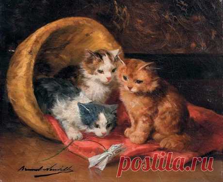Amazon.com: Hand Painted by Academic Artists - 19 Famous Paintings - Kittens Alfred Brunel de Neuville Animals cat - Handmade Art Oil Painting on Canvas -01 : Beauty &amp; Personal Care
