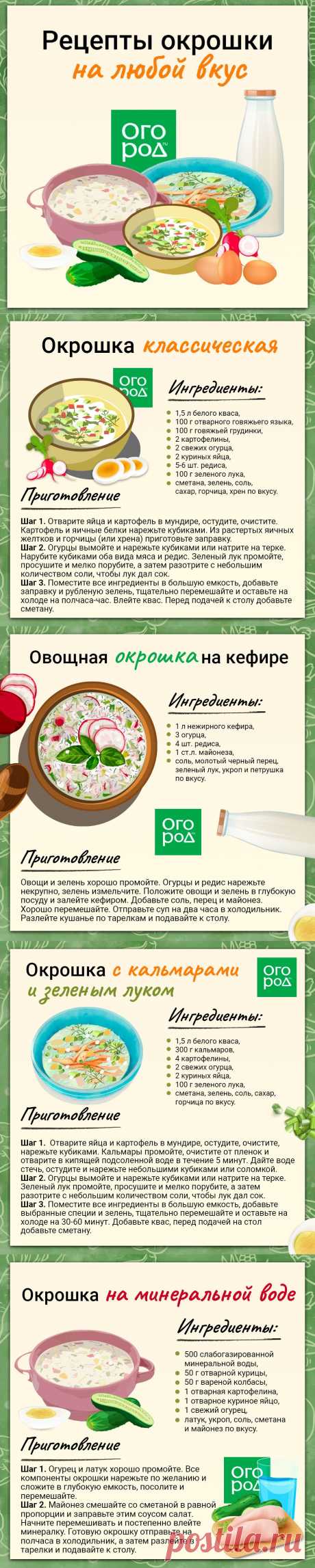 Рецепты окрошки на любой вкус